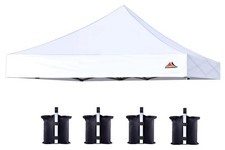 SCOCANOPY 10x10 White Replacement Canopy Cover 4 Pack Weight Bags Bonus