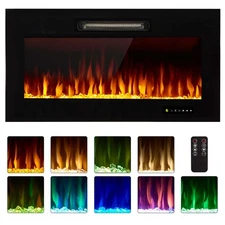 36" Recessed Mounted Electric Fireplace Insert with Touch Screen Control Pane...