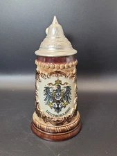 KING Brand German Stein W/ Lid Coat Of Arms Edition No. A 3991 W/ Tags- 6.25 In 