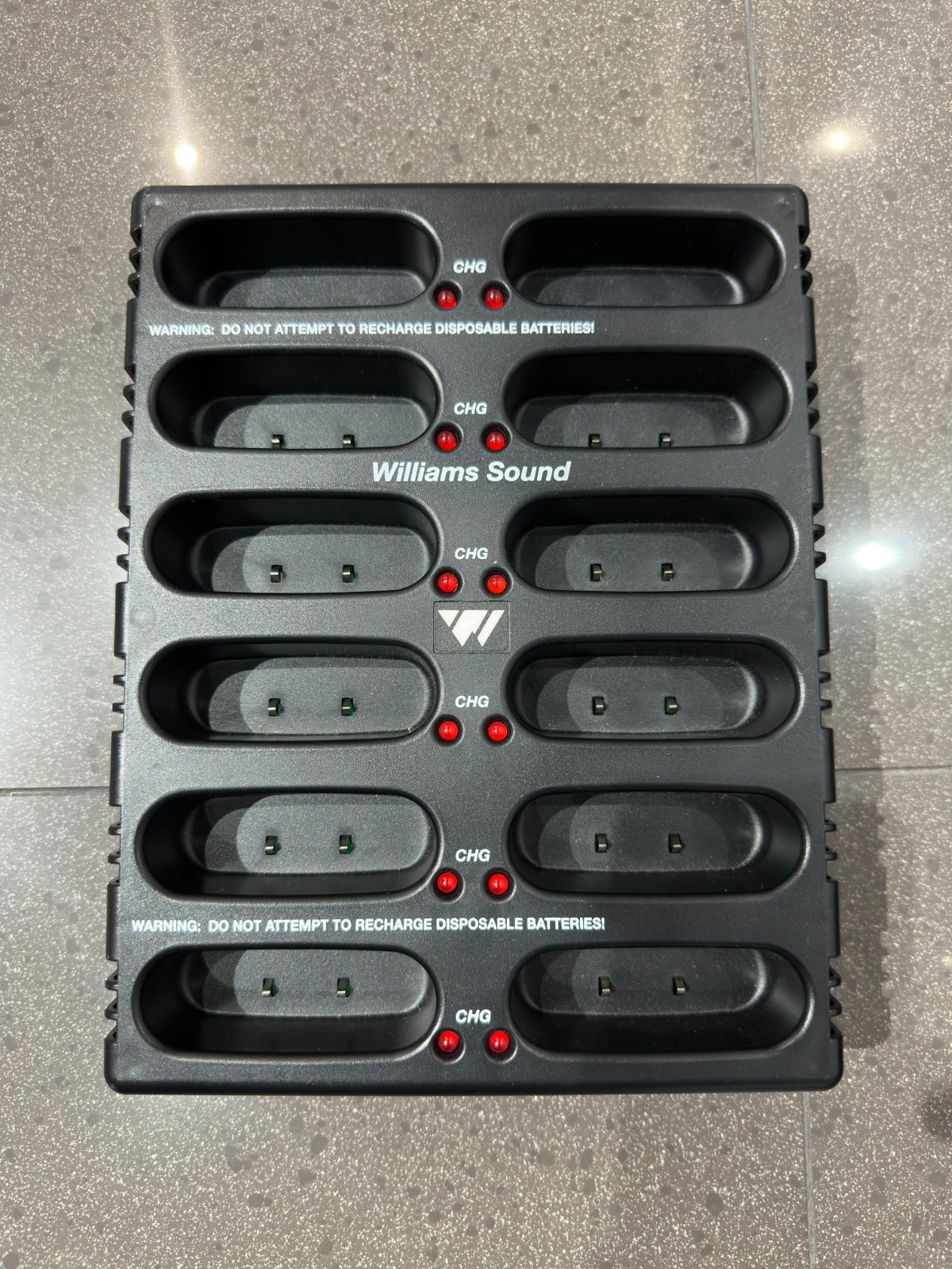 Williams Sound CHG 3512 Body-pack 12 Bay Charger, black. No Power Supply