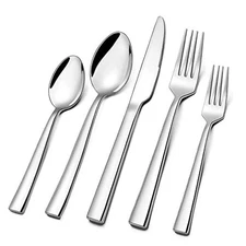 Silverware Set for 2,  10-Piece Stainless Steel Flatware Cutlery 10 PCS Silver