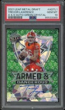 2021 Leaf Metal Draft Trevor Lawrence Green Crystal Rookie Auto #3/7 PSA 10