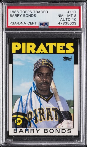 1986 TOPPS TRADED #11T BARRY BONDS ROOKIE RC PSA 8 DNA AUTO 10