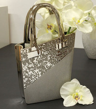 Gilde Vase Handtasche Grace champagner silber Keramik 35 cm hoch 43589