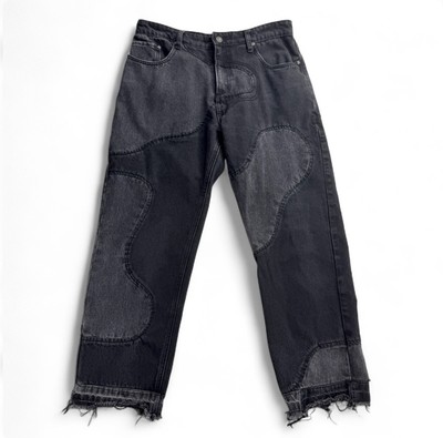 Kody Phillips Curve Jeans Patchwork Denim Black Gray size 33