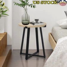Round End Table Tray Top Metal Base Living Room Bedroom Accent Furniture New