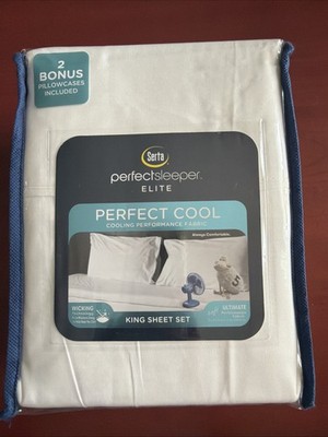 SERTA PERFECT SLEEPER Elite WHITE 6 PIECE KING COOLING SHEET SET New