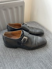 Salvatore Ferragamo Black Leather Monk Strap Shoes UK 8.5