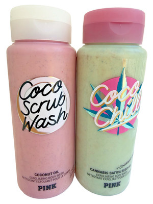 Victoria's Secret PINK Coco Scrub Wash Coco Chill Exfoliating Body Wash 2PC Set