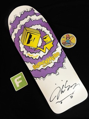 RARE SIGNED Jim Gray Chaos LTD White Dipped Blockhead Skateboard Deck AUTOGRAPH