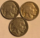 3-Coin Lot of Buffalo Nickel Coins Partial Dates 1926,1927,1928
