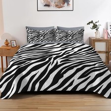 Quilt Set Full/Queen Size, Zebra Stripe Animal 3 Pcs Soft Bed Cover Bedding S...
