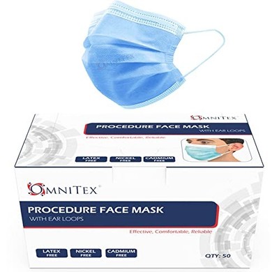 Britische Marke | Omnitex 3ply Premium Type IIR 50 Stück (1er Pack), blau