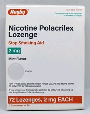 Rugby Nicotine Polacrilex Lozenge 2 mg Mint 72 Count Stop Smoking Aid 12/2026