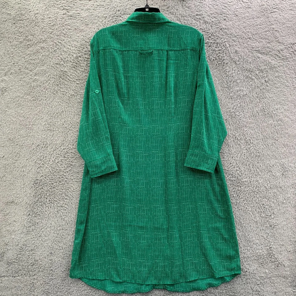 Vestido CABI Mujer Grande Hasta la Rodilla Midi Manga Larga Verde Blanco Foto 2 de 4