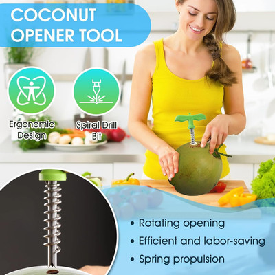 Coconut Opener Tool For Young Fresh Thai Hawaii Coco Water Juice, Reusable St...