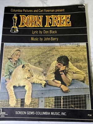 Vintage 1966 Don Black & John Barry Born Free Sheet Music Columbia Pictures