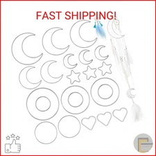 Syhood 22 Pieces Dream Catcher Rings Metal Macrame Hoops Round Star Moon Heart S