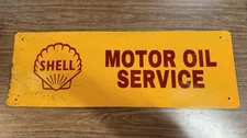 Vintage Shell Motor Oil Service Tin Tacker Advertising Sign ~ Gas & Oil 