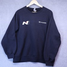 Gildan Hyundai N Performance Crew Neck Sweater Medium Black Embroidered Y2K