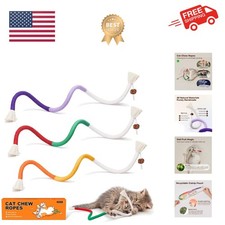 Cat Toys Chew Ropes 3Pcs with Refillable Natural Catnip, Safe Teeth Cleaning ...