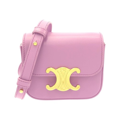 Celine Mini Claude Calfskin Shoulder Bag Women Gold One Size