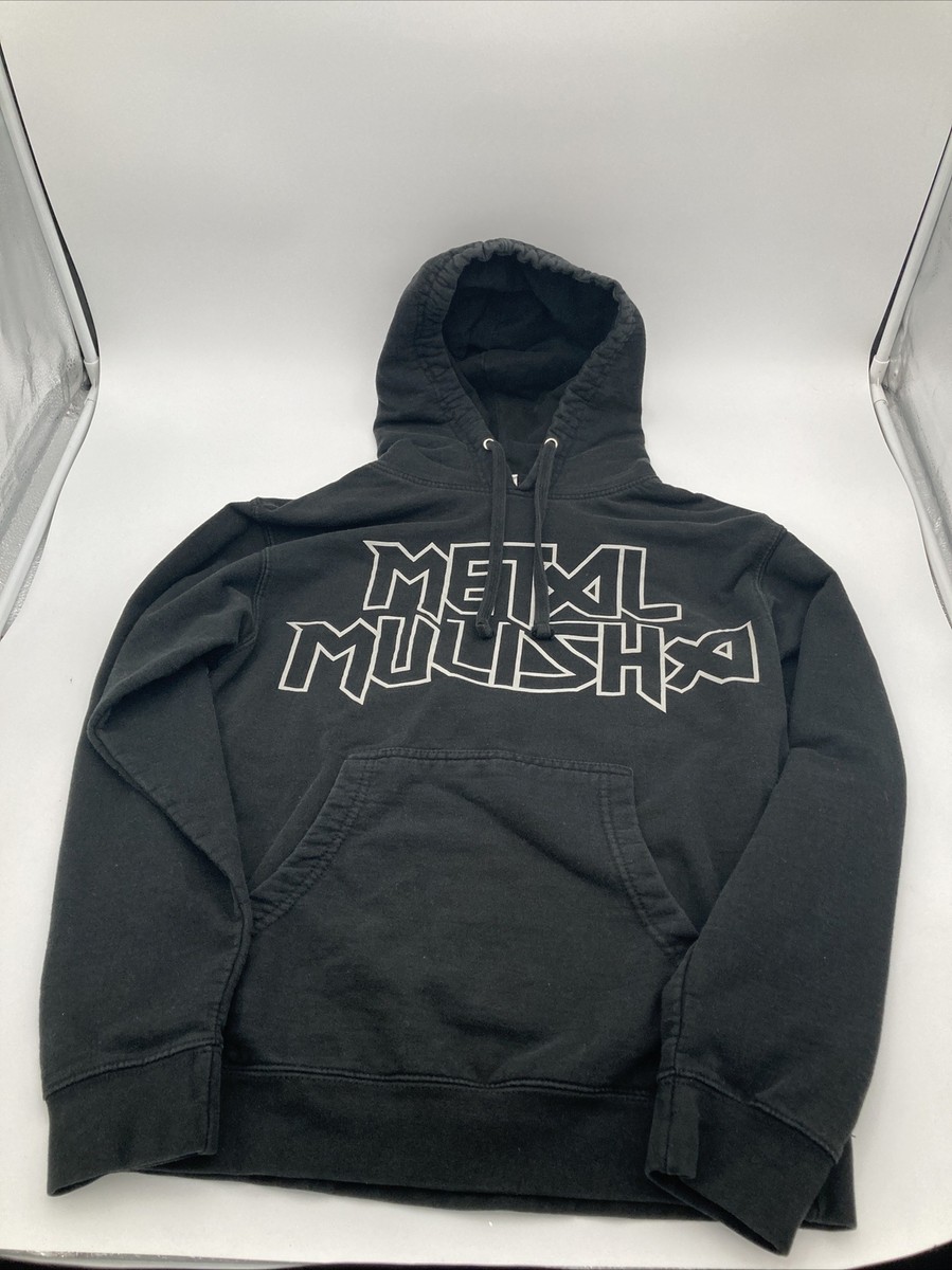 Metal Mulisha Hoodie Mens Small Black Silver Spellout Skull Grunge Metal  Rare