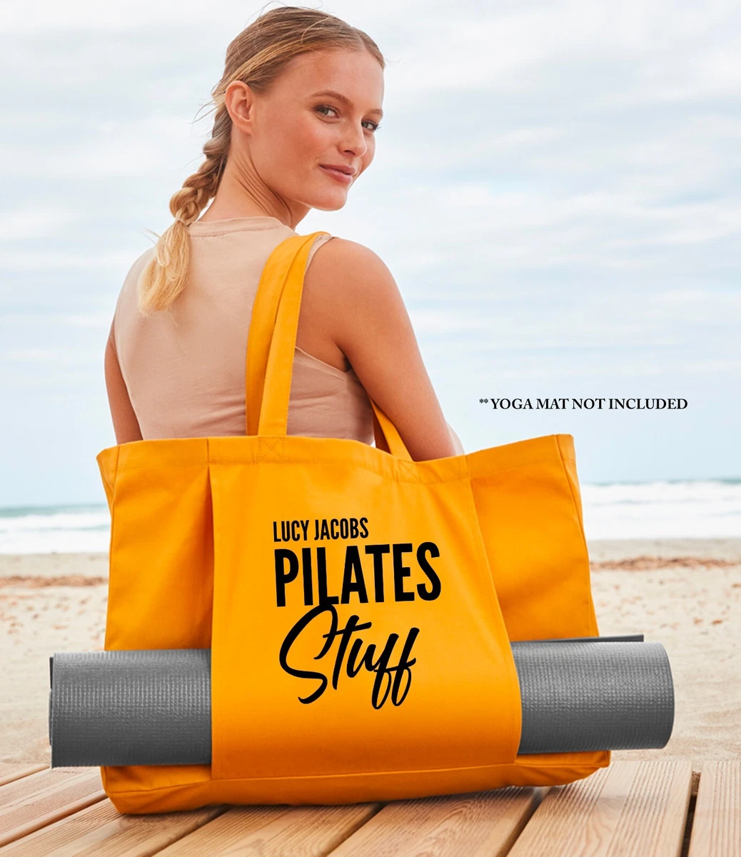 Personalised Name Pilates Stuff Organic Tote Bag, Custom Pilates Bag Mat  Storage