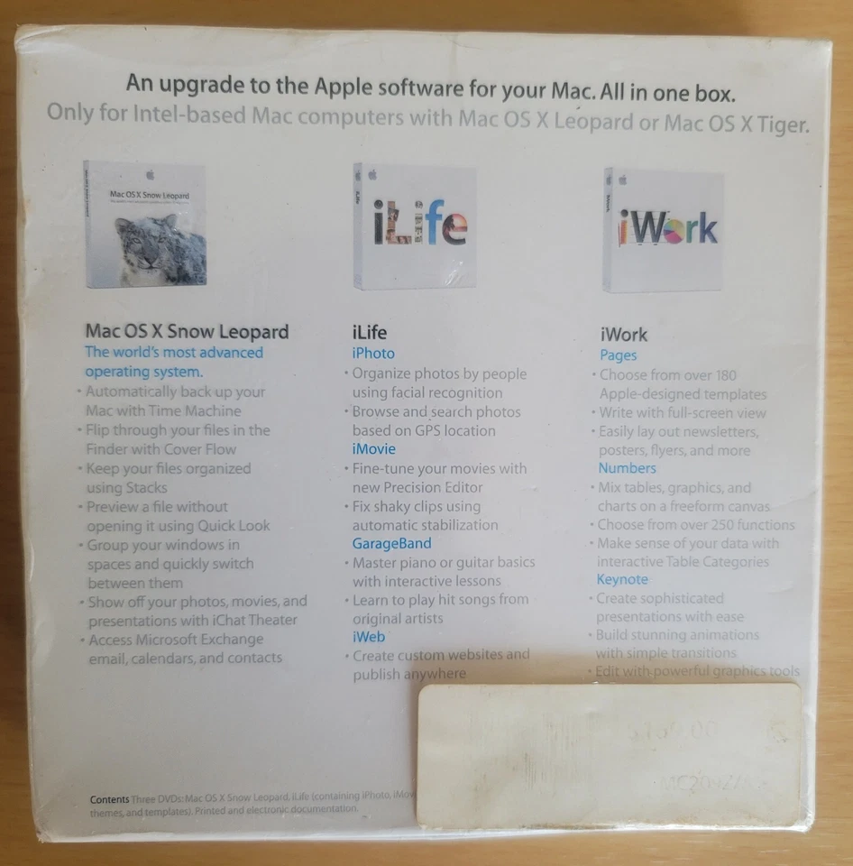 SEALED NEW Apple Mac Box Set Includes Mac OS X Snow Leopard iLife iWork MC209Z/A - Image 2 of 4