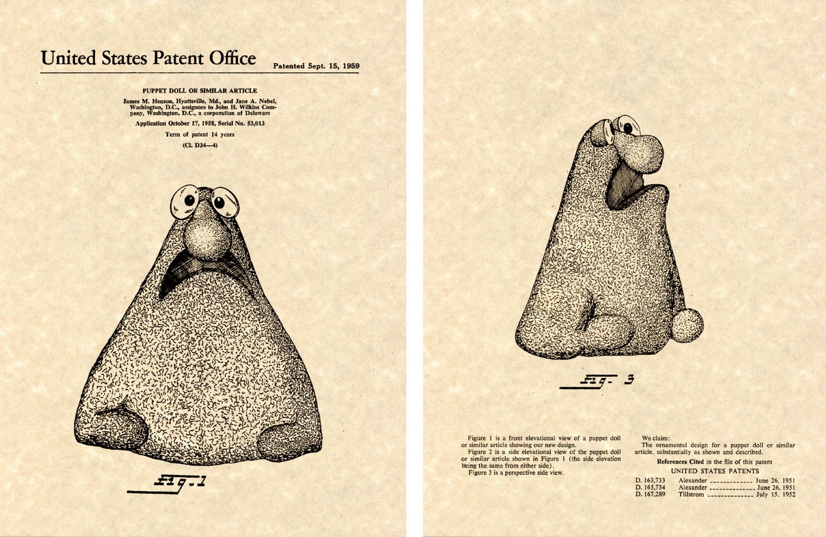 WONTKINS US Patent Art Print READY TO FRAME!! 1959 Henson Muppet