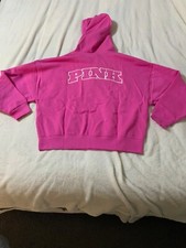 NWT VICTORIA'S SECRET PINK IVY FLEECE HALF-ZIP SWEATSHIRT MEDIUM PINK GOSSIP