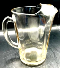 Vintage 1 qt. Heavy Clear Glass Juice/Bar Pitcher with Ice Lip