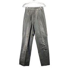 Vintage Bermans Leather Pants Womens Size 6 Gray Nylon Lining Biker