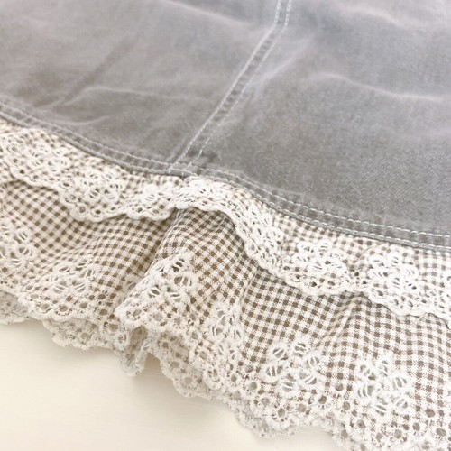 Mezzo Piano Denim Skirt Black Frill Lace Heart Pocket Simple Approx. H 130cm JP - Picture 4 of 24