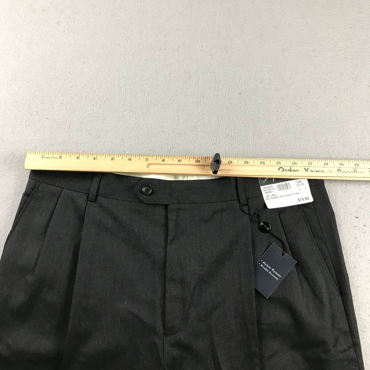JOSEPH ブラック パンツ　36 Joseph & Feiss Pants Mens 36X30 Black Woolen Pleated Cuffed
