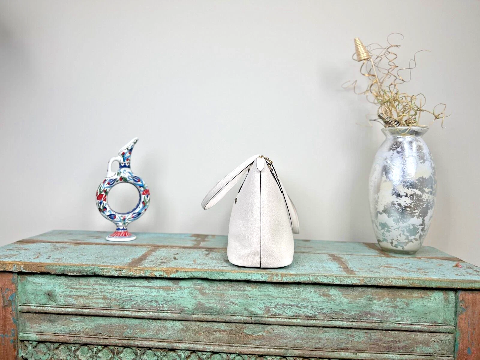 Coach Borsa donna Gallery in pelle con zip Gesso CH285