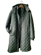 John Lewis Longline Quilted Coat Jacket, Khaki/sage, Size 12.