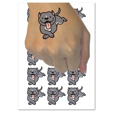 Pit Bull Happy Laying Down Dog Temporary Tattoo Water Resistant Body Art Set