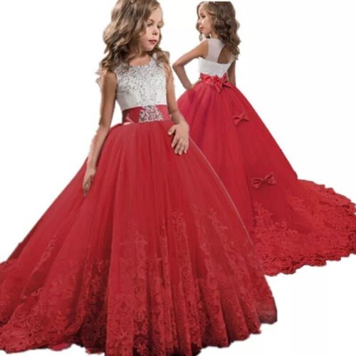 Girl Christmas Birthday Party Dress Flower Wedding Gown Kids Dresses Clothes - Picture 1 of 36