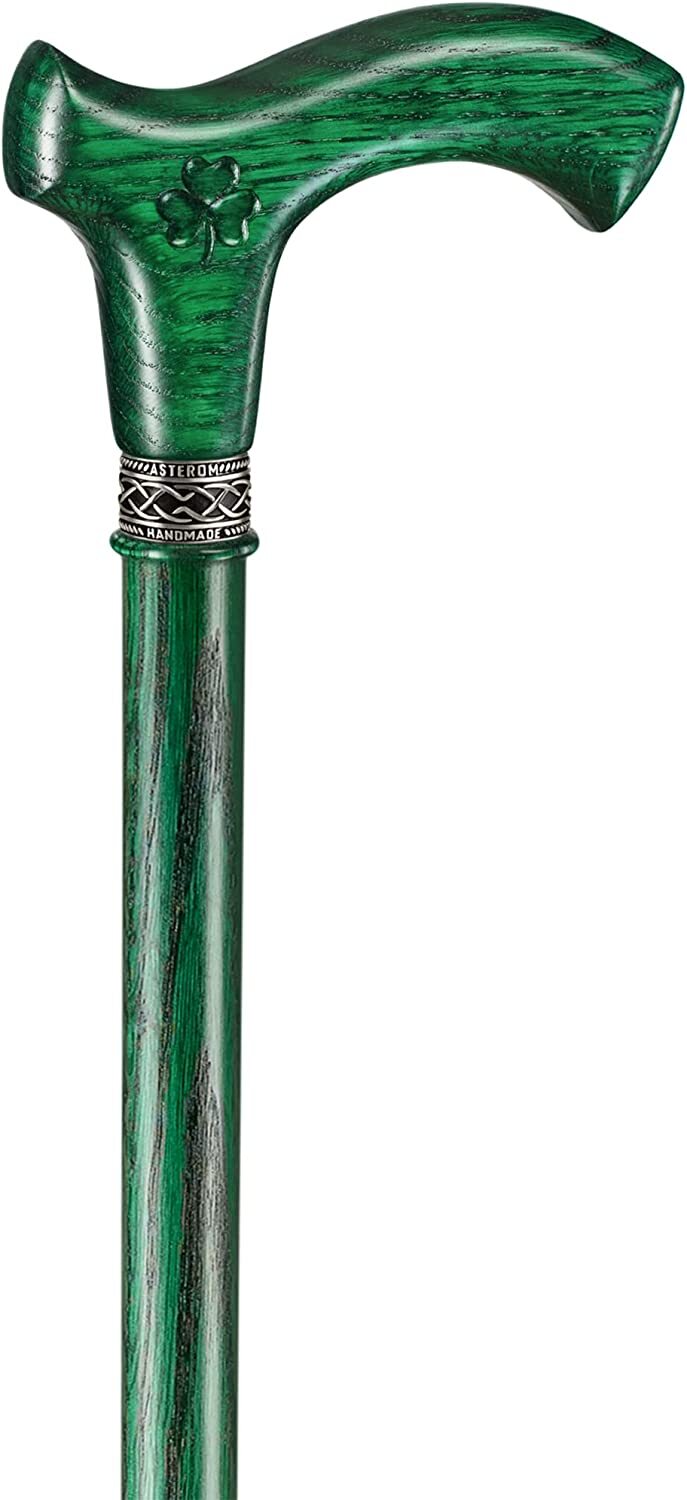 Custom Irish Walking Cane for Men Women Carved Shamrock Oak Wood