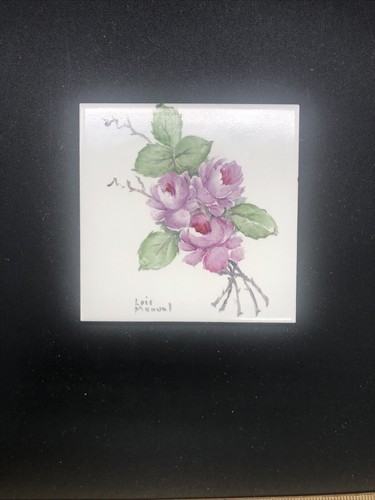 Vintage Franciscan Lavender Floral Ceramic Tile Signed 4.25" x 4.25” USA - Picture 6 of 9