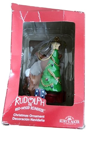 Kurt S Adler Ceramic Christmas Ornaments Rudolph The Red-Nose Reindeer NEW - Picture 7 of 8