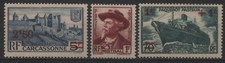 France 1941 : N° 490/495/502 CARCASSONNE/F.MISTRAL/PAQUEBOT PASTEUR   NEUF** TB