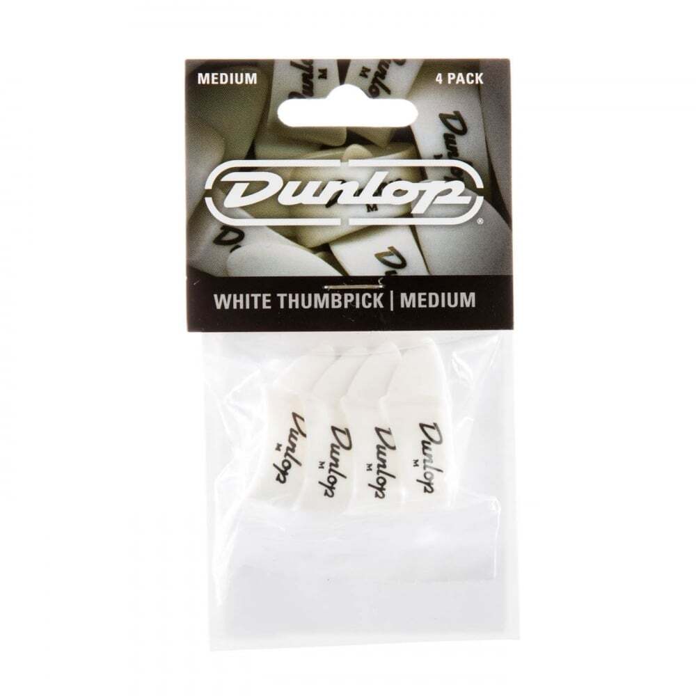 Jim Dunlop White Plastic Thumb Player Pack (4-Pack) Medium