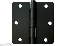 24 Matte Black 3.5"X 3.5" Inch Door Hinges 1/4" Radius Corner  Interior 3" 3.5"
