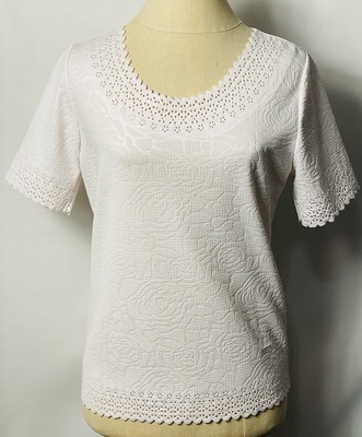 Chances R Top Blouse Shirt Size S White Lace Pattern Boho Casual | eBay