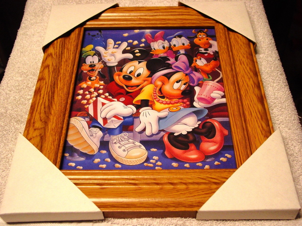 MICKEY MOUSE MINNIE DONALD 11X13 MDF FRAMED PICTURE POSTER ( WOOD