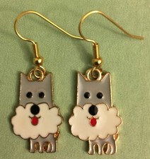 SCHNAUZER DOG EARRINGS - Enamel with Gold Plated Ear Wires - MINI GIANT GERMAN