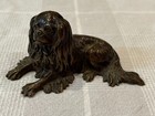 Antique Bronze Cavalier King Charles Spaniel Dog Figurine Statue