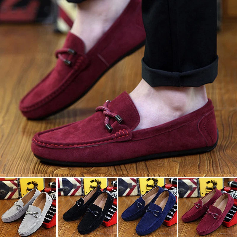 Stylish soft men s driving loafers suede leather soft shoes Peas shoes